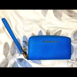 Blue Michael Kors Wallet Wristlet